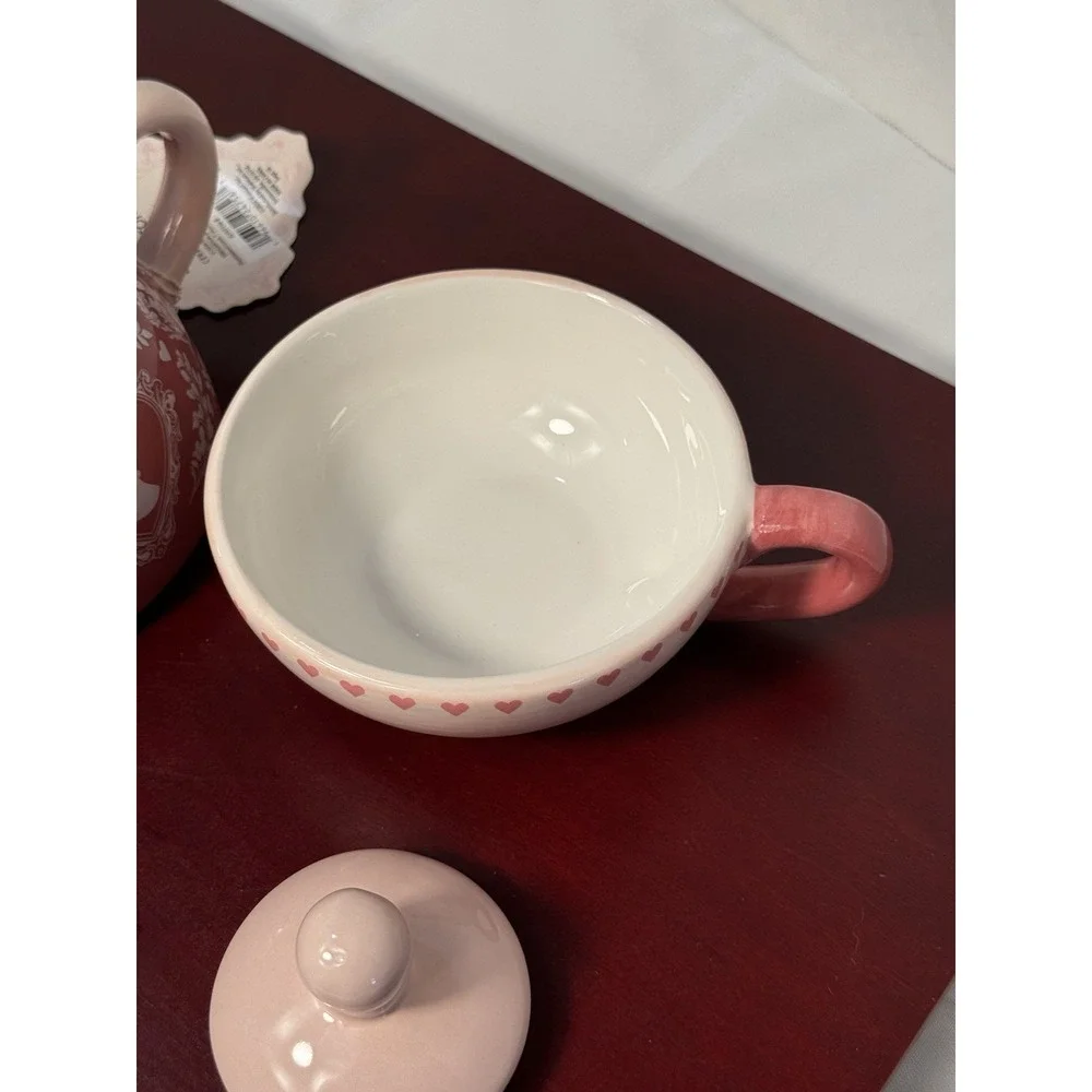 Bridgerton Limited Edition Pink Cameo Design Stacked Romantic Teapot and Cup Set